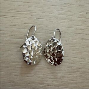 Sterling Silver Hammered Disc Drop Earrings